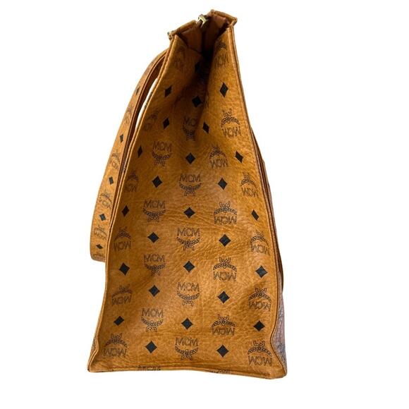 MCM Vintage Cognac Visetos Coated Canvas Large Tote Bag | Made in Germany - Picture 6 of 14